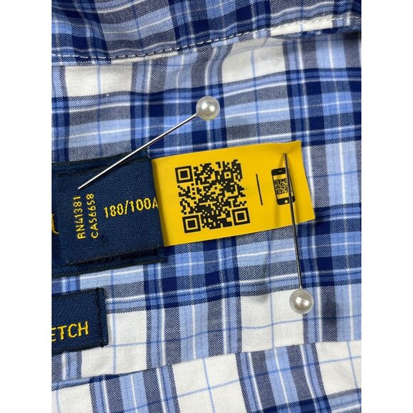 Ralph Lauren SKU 7540 Mens Blue and White Plaid Dress Shirt Size L - Picture 10 of 13